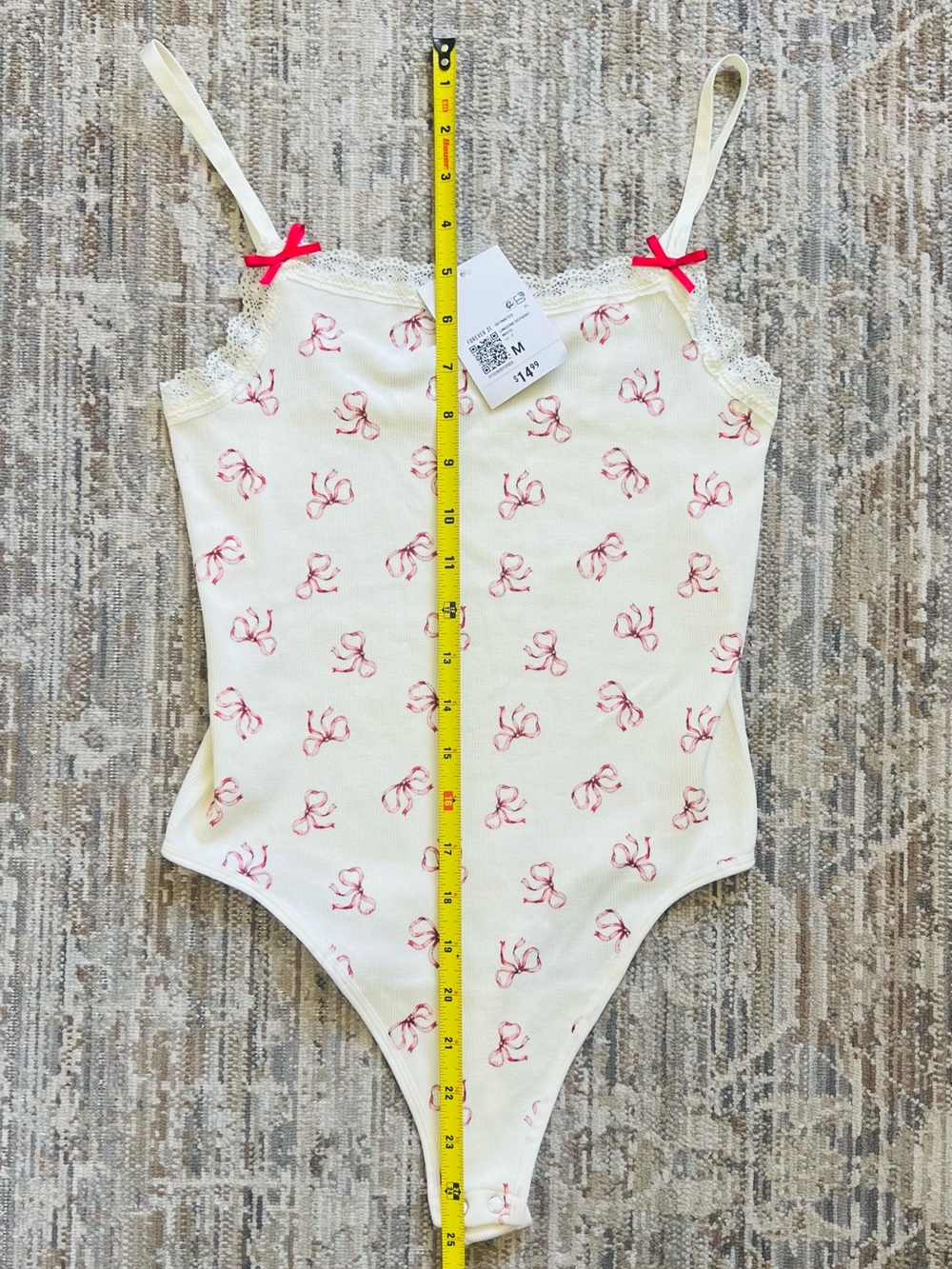 Forever 21 Cream Lace Bow-Print Bodysuit - Picture 6 of 6